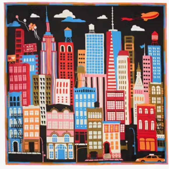 Only Piece!!! City That Never Sleeps Silk Square Scarf from...
